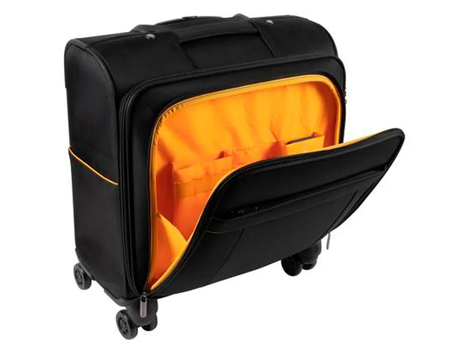 Pilot case exacompta exactive ordinateur portable 15,6" polyester poignee retractable 4 roulettes 42x48x23cm noir