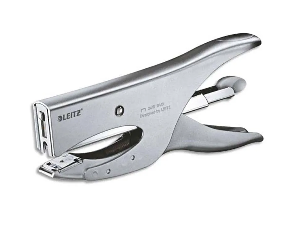 Pince à agrafer leitz 5549 métal ergonomique 60x28x190mm 40f agrafes 24/8 coloris argent
