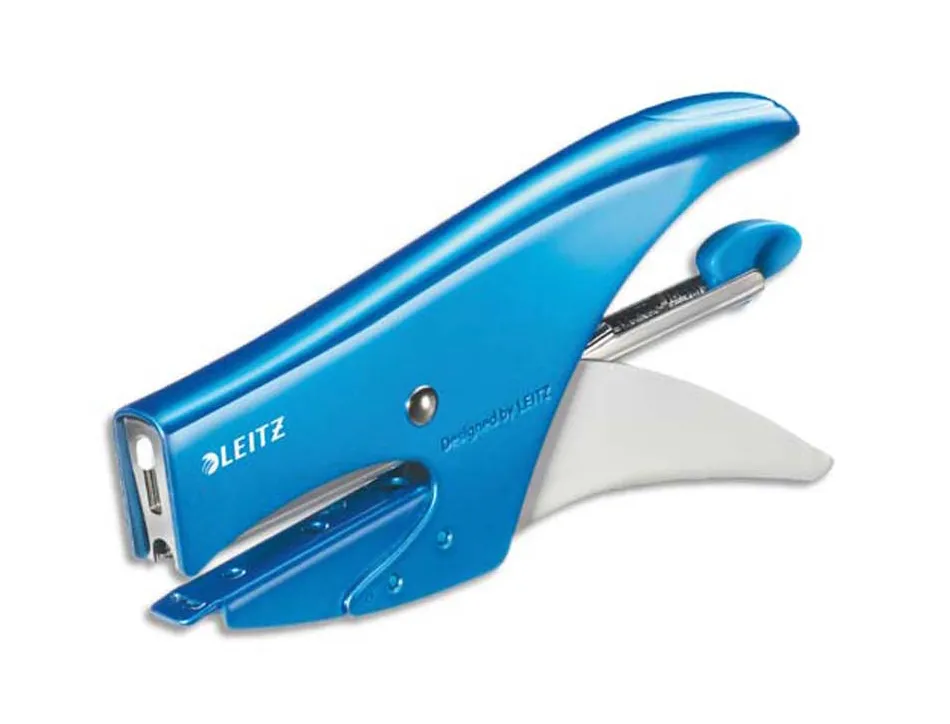 Pince à agrafer leitz 5531 wow métal 82x24x160mm 15f agrafes n.10 coloris bleu métallisé