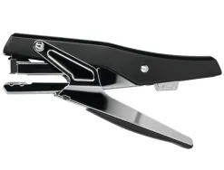 Pince à agrafer q-connect ergonomique 75x25x175mm 25f agrafes 24/6 et 26/6 coloris chromé/noir