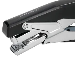 Pince à agrafer q-connect ergonomique 75x25x175mm 25f agrafes 24/6 et 26/6 coloris chromé/noir