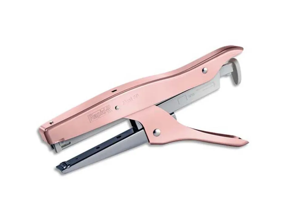 Pince à agrafer rapid maxi métal chromé 55x23x200mm 20f agrafes sp19 1/4 coloris rose
