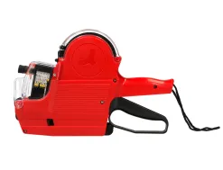 Pince à étiqueter q-connect 2 lignes 10 chiffres/ligne 250x165x50mm 520g coloris rouge rouleau encreur non inclus
