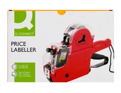 Pince à étiqueter q-connect 2 lignes 10 chiffres/ligne 250x165x50mm 520g coloris rouge rouleau encreur non inclus