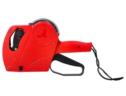 Pince à étiqueter q-connect 1 ligne 8 caractères 225x135x40mm 300g coloris rouge rouleau encreur non inclus