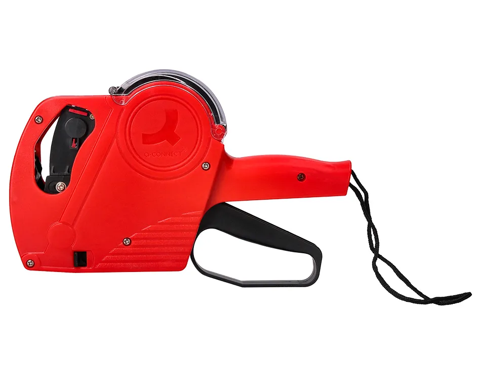 Pince à étiqueter q-connect 1 ligne 8 caractères 225x135x40mm 300g coloris rouge rouleau encreur non inclus