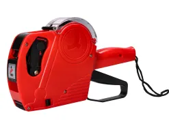 Pince à étiqueter q-connect 1 ligne 8 caractères 225x135x40mm 300g coloris rouge rouleau encreur non inclus