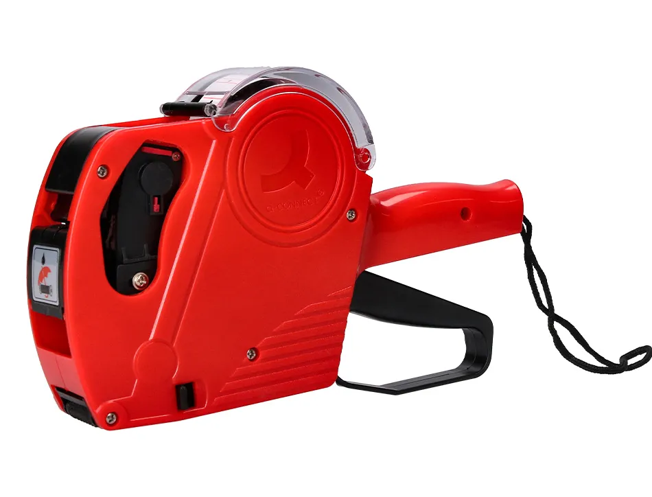 Pince à étiqueter q-connect 1 ligne 8 caractères 225x135x40mm 300g coloris rouge rouleau encreur non inclus