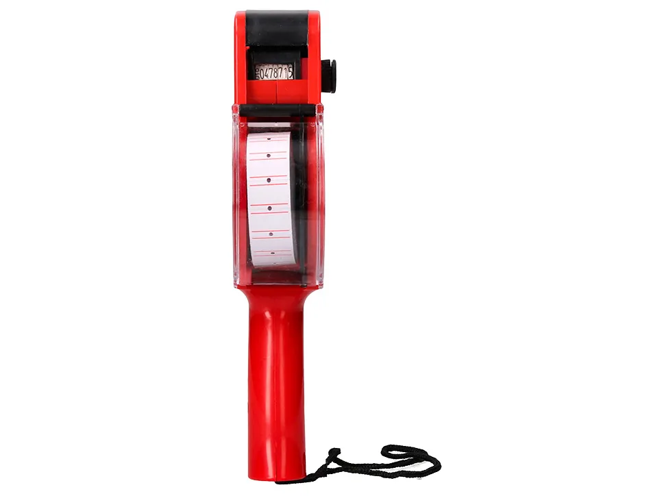 Pince à étiqueter q-connect 1 ligne 8 caractères 225x135x40mm 300g coloris rouge rouleau encreur non inclus