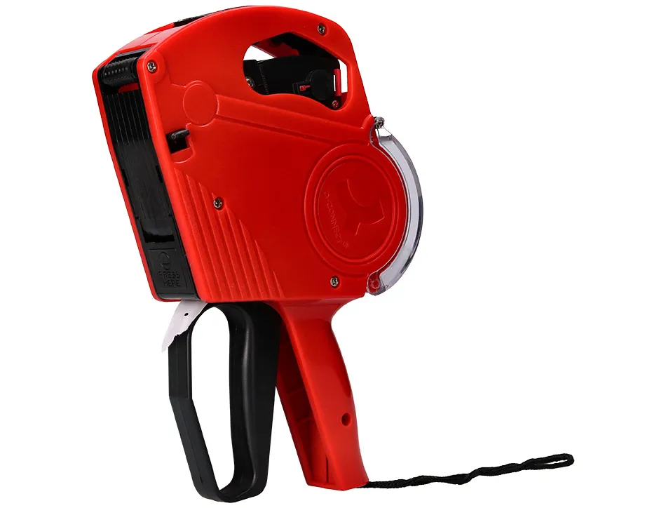 Pince à étiqueter q-connect 1 ligne 8 caractères 225x135x40mm 300g coloris rouge rouleau encreur non inclus