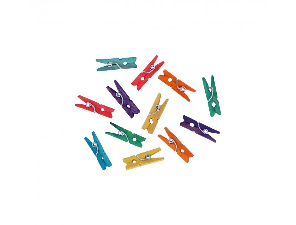 Pince a linge bois innspiro mini 3cm 6 coloris assortis lot de 45