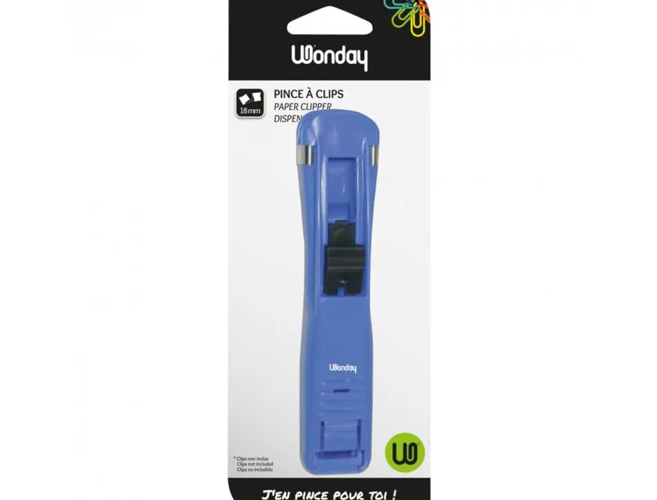 Pince distributeur de clips wonday corps plastique clips 18mm relier 2 a 50 feuilles