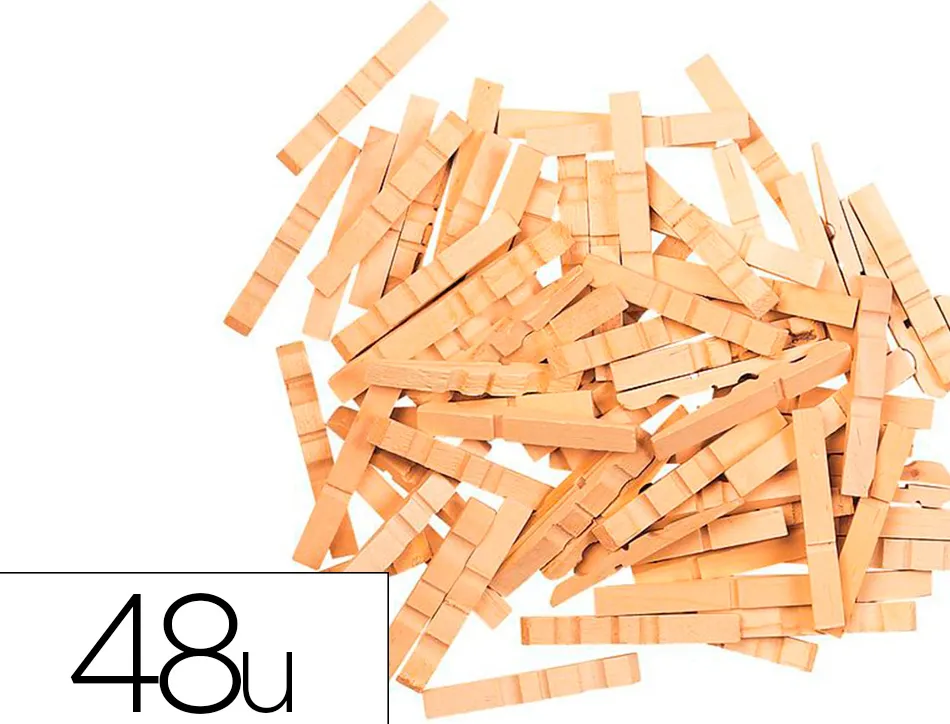 Pince en bois coloris naturel 48x7mm sachet de 48 unites