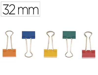 Pince q-connect double clip largeur 32mm boite carton 10 unites coloris assortis