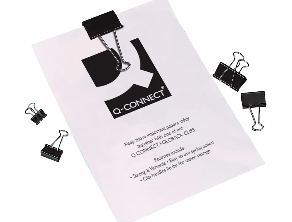 Pince q-connect double clip largeur 24mm coloris noir boite carton 10 unites