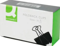 Pince q-connect double clip largeur 32mm coloris noir boite carton 10 unites