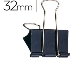 Pince q-connect double clip largeur 32mm coloris noir boite carton 10 unites