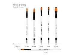 Pinceau darwi for you acrylic moyen poils souples synthetiques set 5 unites