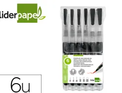 Pinceau liderpapel rechargeable pointes tailles assorties set 6 unites