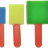 Pinceau mousse pinselfabrik plat 25mm 50mm 75mm coloris assortis bleu jaune vert sachet 3 unités