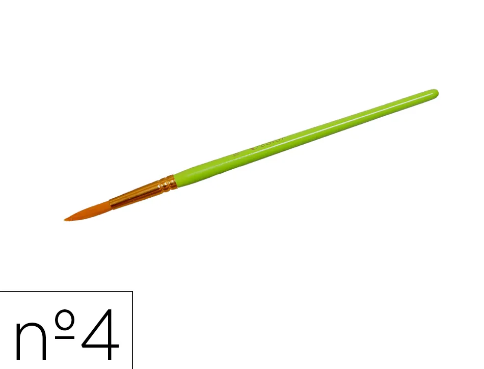Pinceau o'color poils synthetique nº4 nylon souples nerveux virole aluminium manche bois laque lot 10 unites