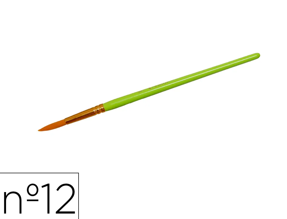 Pinceau o'color poils synthetique nº12 nylon souples nerveuxvirole aluminium manche bois laque lot 10 unites