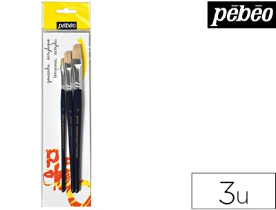 Pinceau pébéo soie beau blanc nº 6 nº10 et nº14 pochette 3 unités