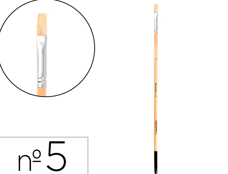 Pinceau pour peinture a l huile et acrylique liderpapel n 5 pointe plate en poils de soie certifie fsc