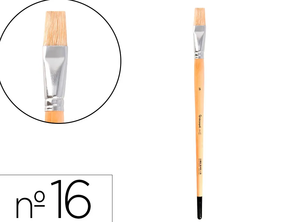 Pinceau pour peinture a l huile et acrylique liderpapel n 16 pointe plate en poils de soie certifie fsc
