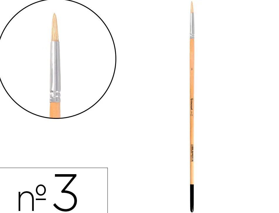 Pinceau pour peinture a l huile et acrylique liderpapel n 3 pointe ronde en poils de soie certifie fsc