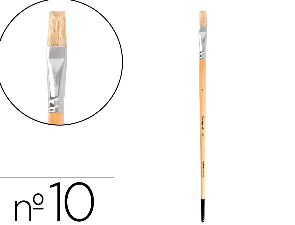 Pinceau pour peinture a l huile et acrylique liderpapel n 10 pointe plate en poils de soie certifie fsc