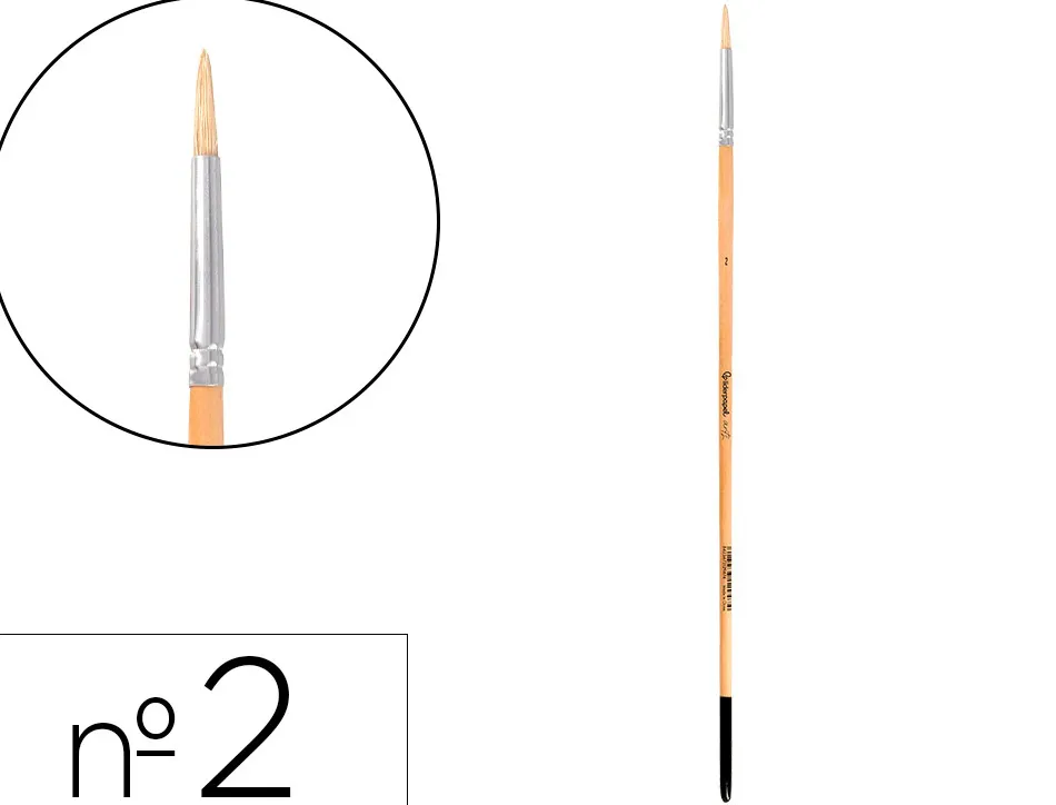 Pinceau pour peinture a l huile et acrylique liderpapel n 2 pointe ronde en poils de soie certifie fsc
