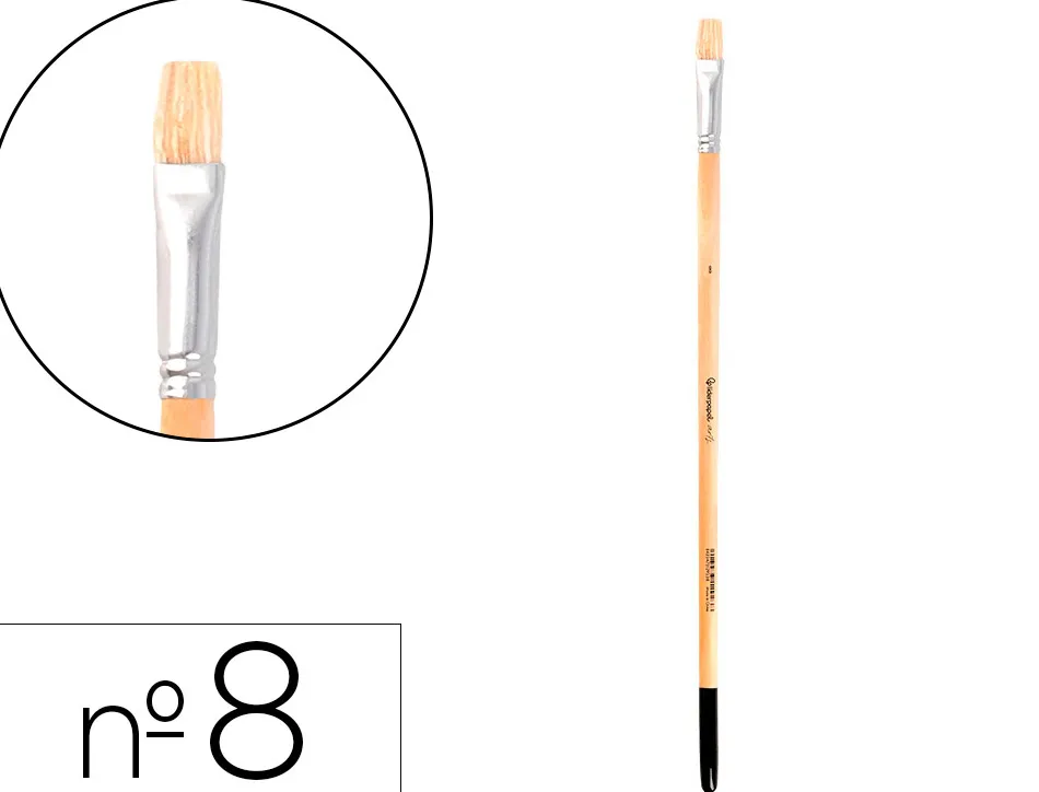 Pinceau pour peinture a l huile et acrylique liderpapel n 8 pointe plate en poils de soie certifie fsc