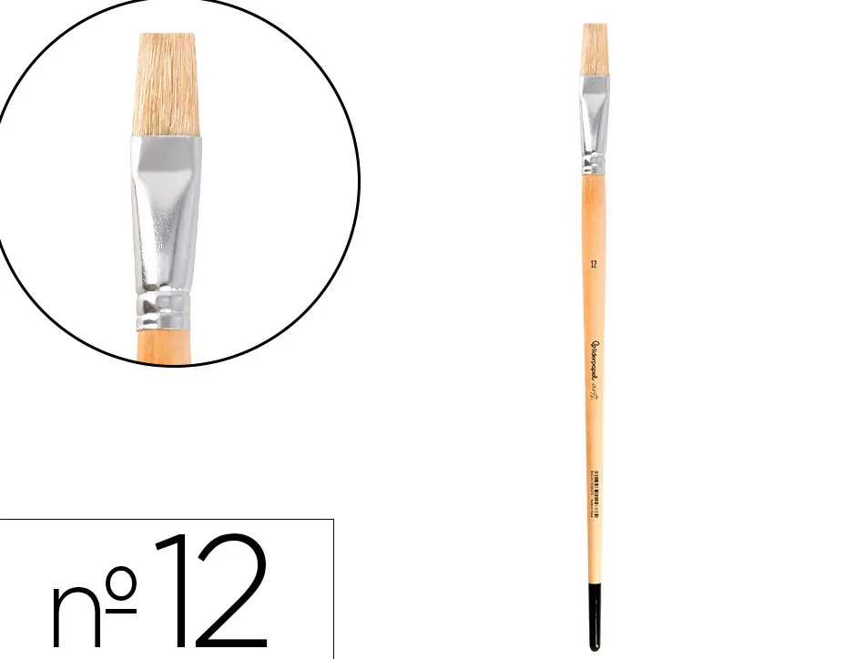 Pinceau pour peinture a l huile et acrylique liderpapel n 12 pointe plate en poils de soie certifie fsc