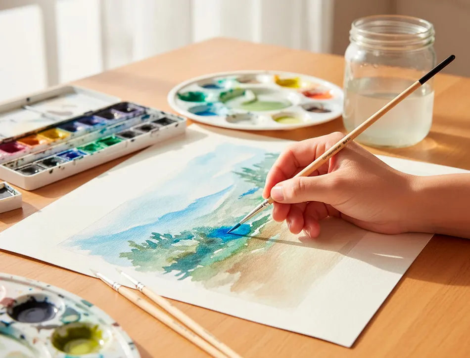 Pinceau pour peinture a l huile et acrylique liderpapel n 000 pointe ronde en poils de soie certifie fsc