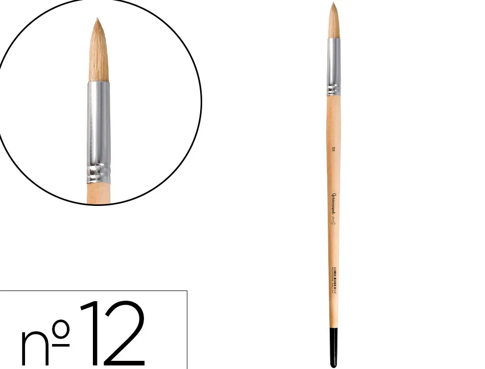 Pinceau pour peinture a l huile et acrylique liderpapel n 12 pointe ronde en poils de soie certifie fsc