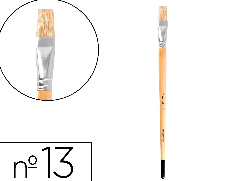 Pinceau pour peinture a l huile et acrylique liderpapel n 13 pointe plate en poils de soie certifie fsc