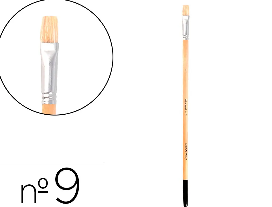 Pinceau pour peinture a l huile et acrylique liderpapel n 9 pointe plate en poils de soie certifie fsc