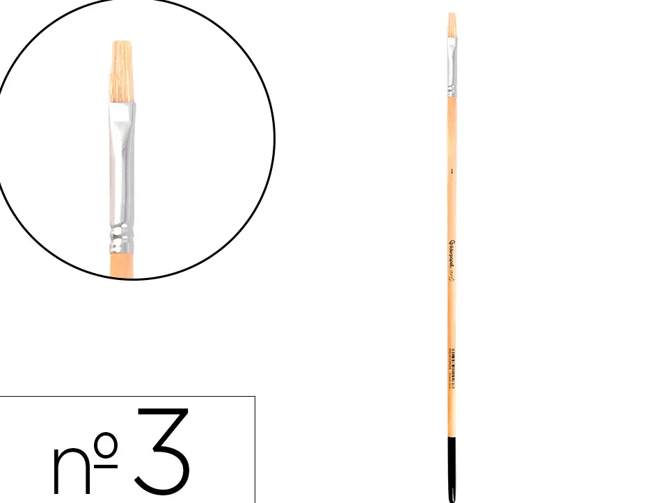 Pinceau pour peinture a l huile et acrylique liderpapel n 3 pointe plate en poils de soie certifie fsc