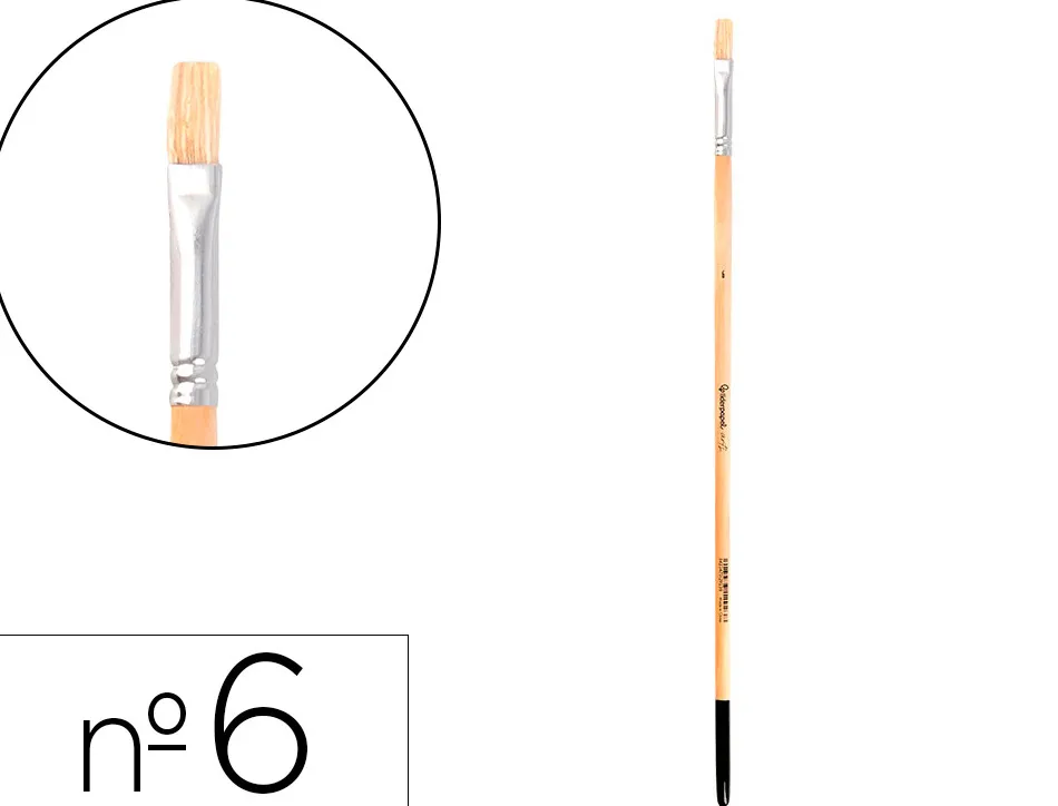 Pinceau pour peinture a l huile et acrylique liderpapel n 6 pointe plate en poils de soie certifie fsc