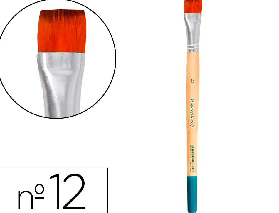 Pinceau pour peinture acrylique et aquarelle liderpapel n 12 pointe plate en poils synthetiques