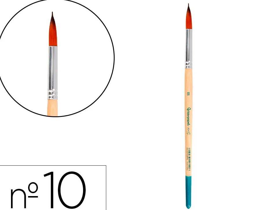 Pinceau pour peinture acrylique et aquarelle liderpapel n 10 pointe ronde en poils synthetiques