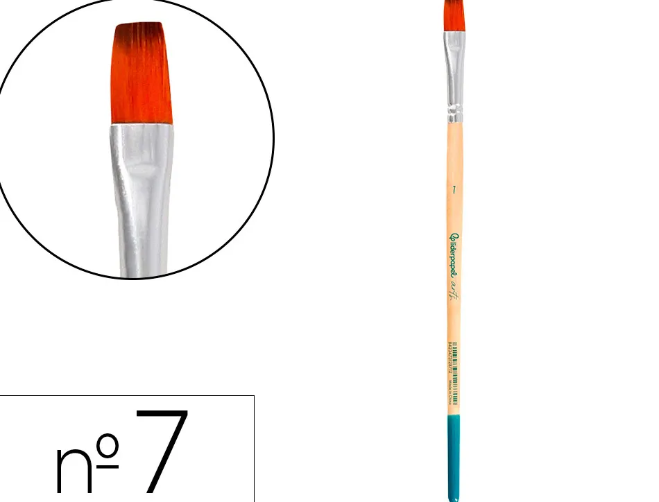Pinceau pour peinture acrylique et aquarelle liderpapel n 7 pointe plate en poils synthetiques