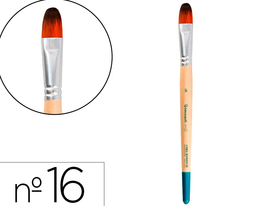 Pinceau pour peinture acrylique et aquarelle liderpapel n 16 pointe langue de chat en poils synthetiques