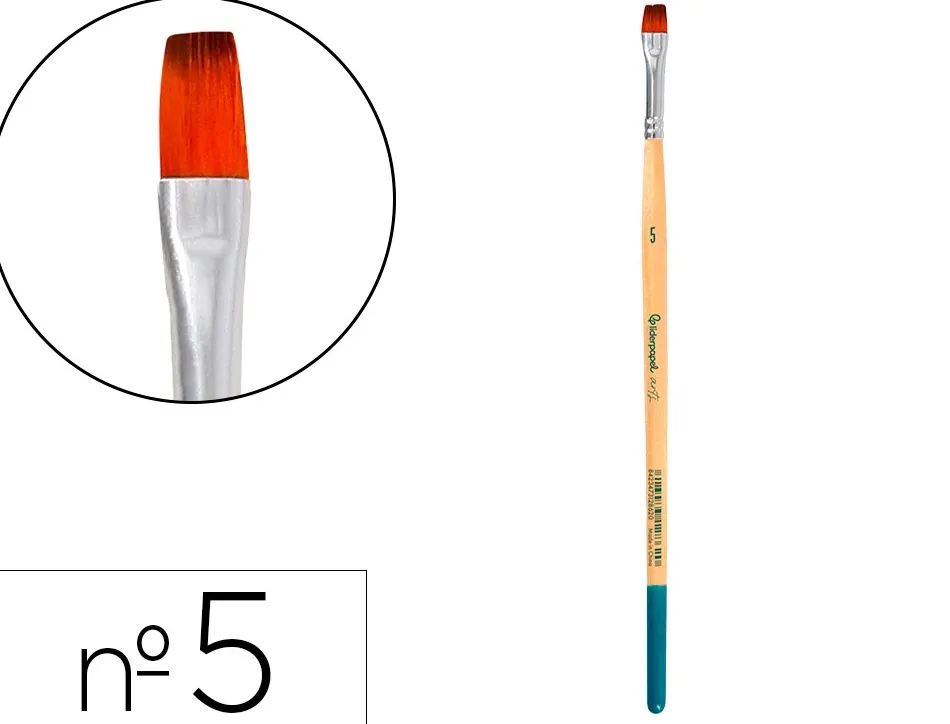 Pinceau pour peinture acrylique et aquarelle liderpapel n 5 pointe plate en poils synthetiques