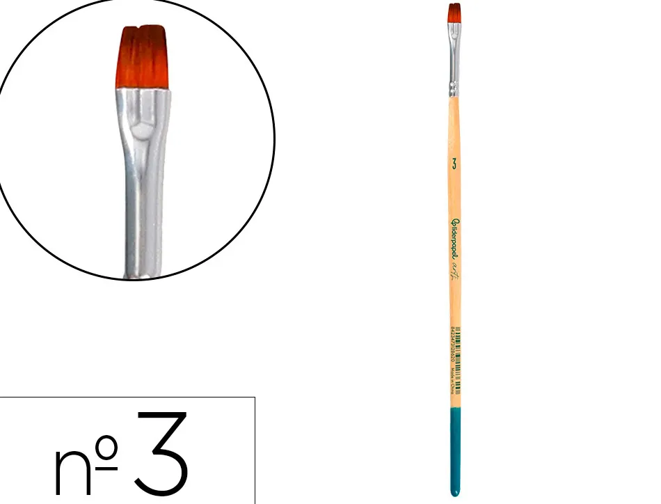 Pinceau pour peinture acrylique et aquarelle liderpapel n 3 pointe plate en poils synthetiques