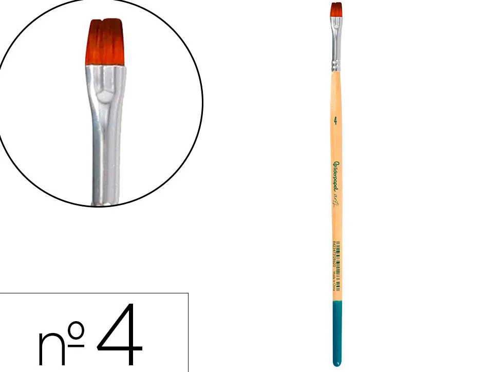 Pinceau pour peinture acrylique et aquarelle liderpapel n 4 pointe plate en poils synthetiques