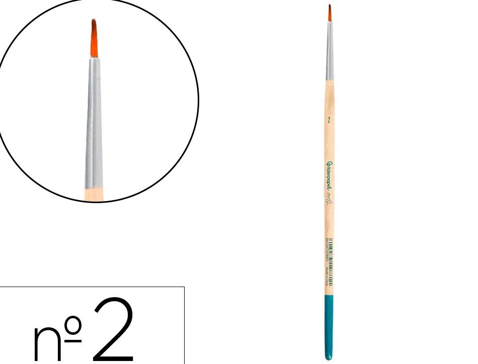 Pinceau pour peinture acrylique et aquarelle liderpapel n 2 pointe ronde en poils synthetiques
