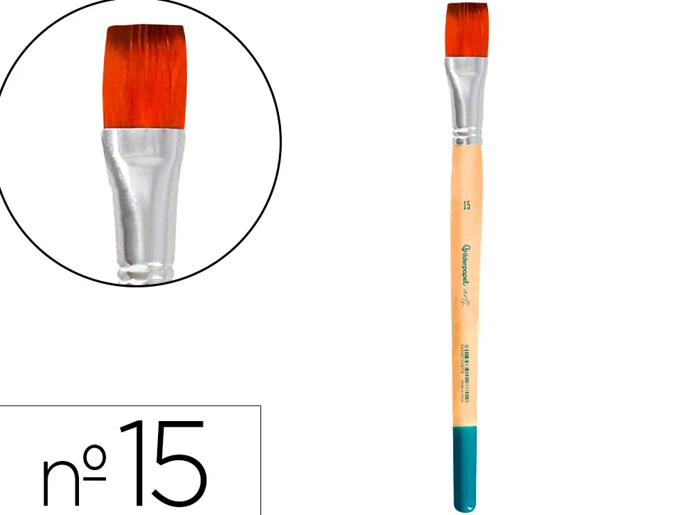 Pinceau pour peinture acrylique et aquarelle liderpapel n 15 pointe plate en poils synthetiques