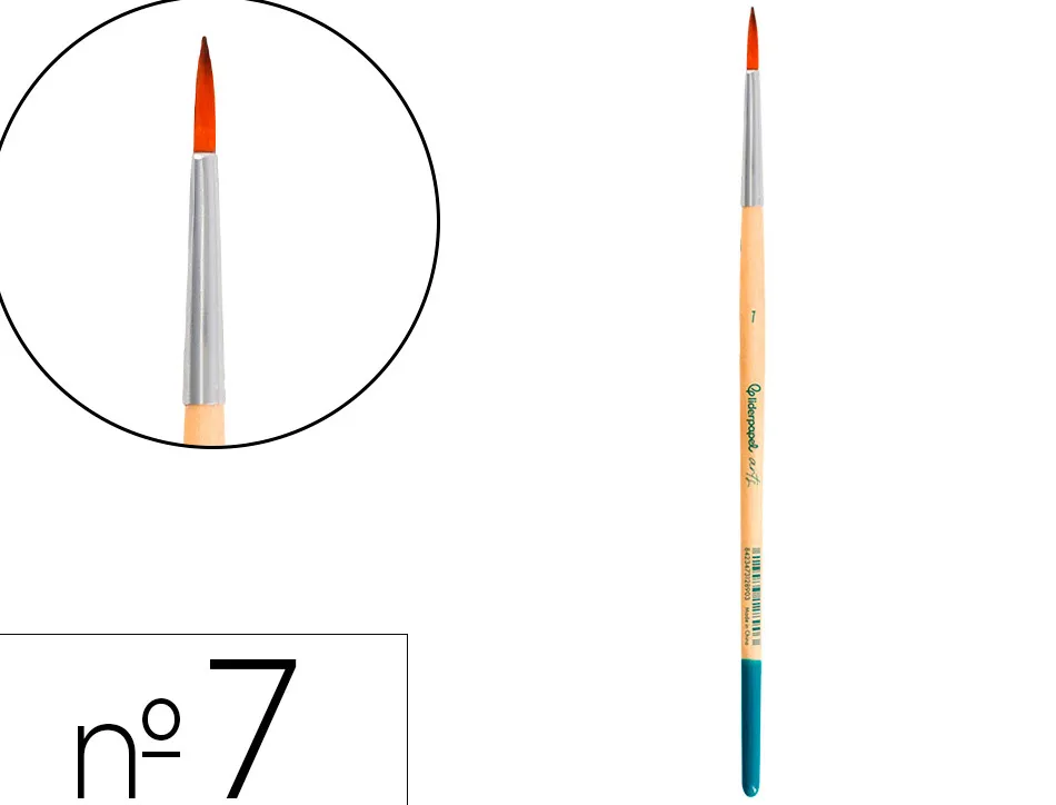 Pinceau pour peinture acrylique et aquarelle liderpapel n 7 pointe ronde en poils synthetiques